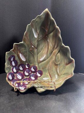 Noble Excellence Meritage Leaf Serving Trinket Dish Hand Painted Vintage 04